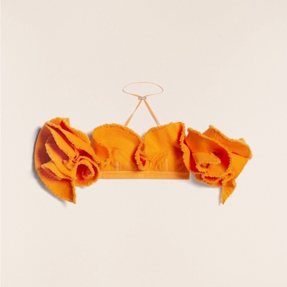 NEW JACQUEMUS La Brassière Artichaut cotton crop top in orange - Picture 7 of 17